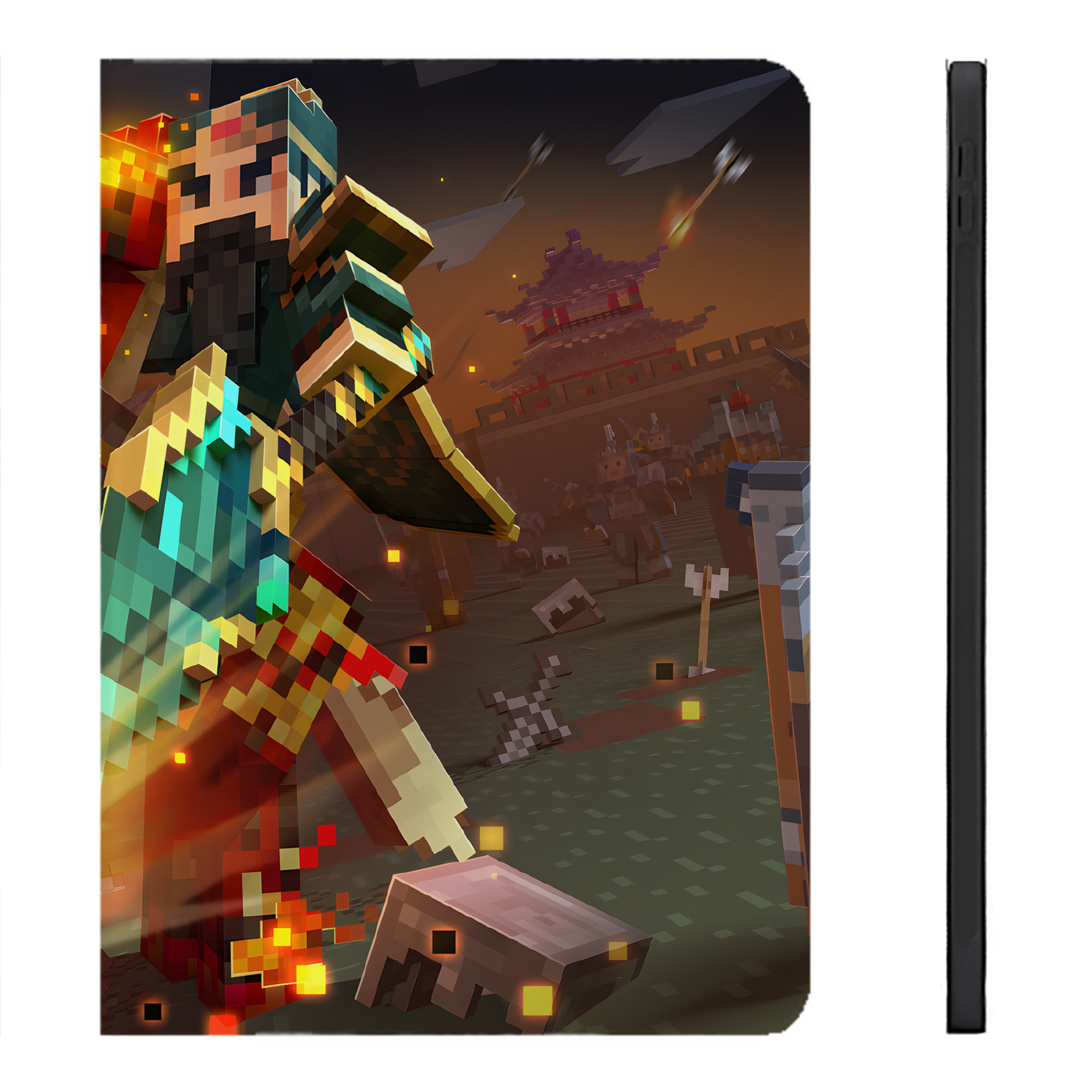 （画像用） マインクラフト ブロックの世界 Minecraft MC Block world IPadケース ペンホルダー付き ブックスタイルデザイン